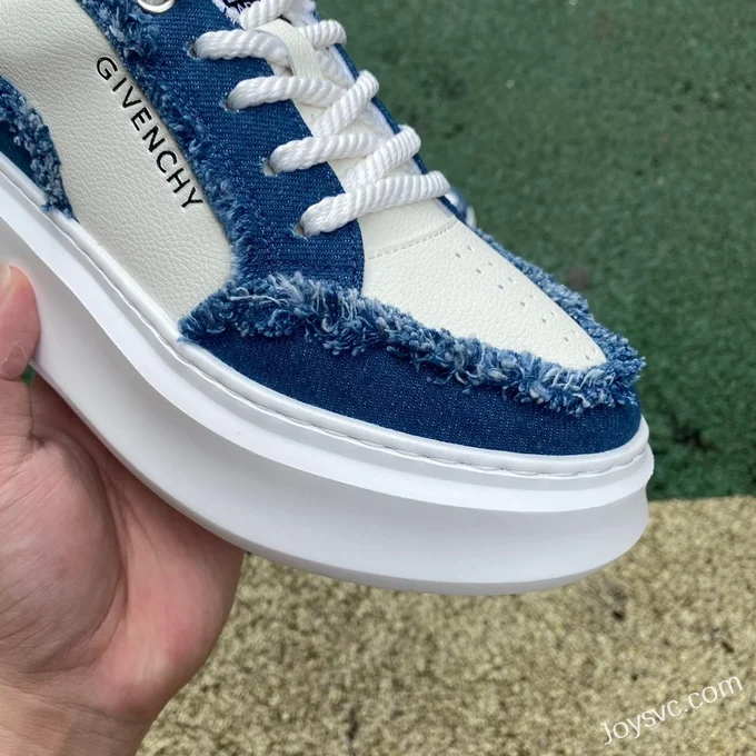 Givenchy City Court Leather Sneakers in White & Blue