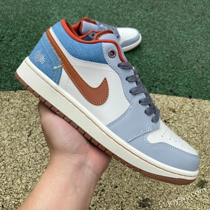 Air Jordan 1 Low FZ5045-091 Blue White Orange Denim Retro