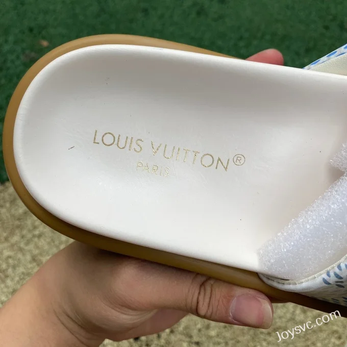 Louis Vuitton Comfort White Blue Slides