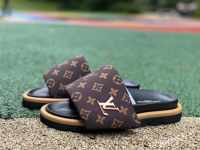 Louis Vuitton Comfort Black Brown Slides