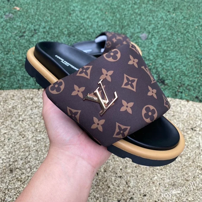 Louis Vuitton Comfort Black Brown Slides