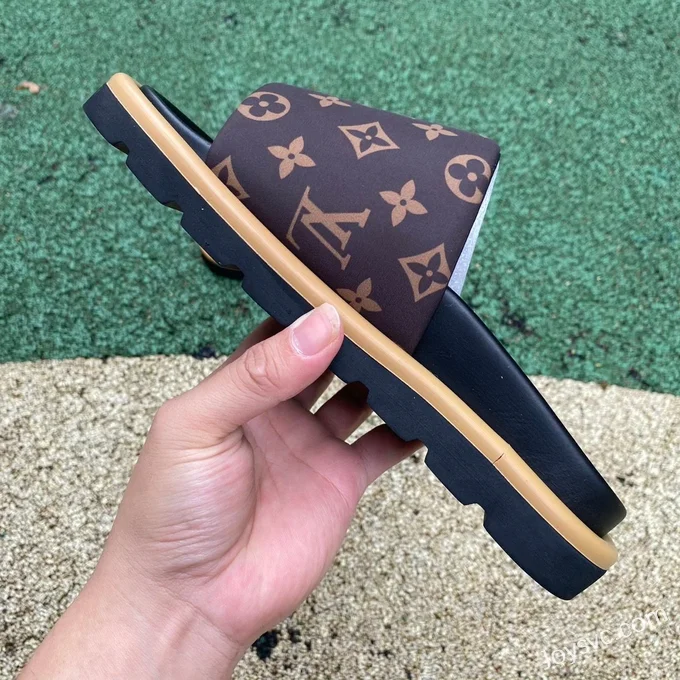 Louis Vuitton Comfort Black Brown Slides