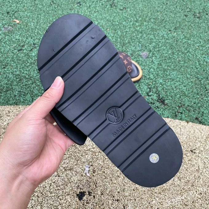 Louis Vuitton Comfort Black Brown Slides