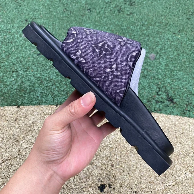 Louis Vuitton Comfort Black Purple Slides