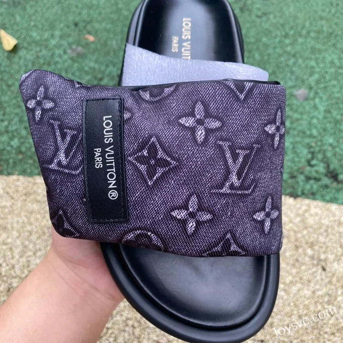 Louis Vuitton Comfort Black Purple Slides