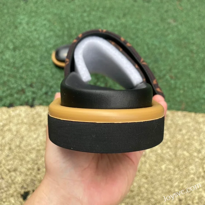 Louis Vuitton Comfort Black Brown Gum Slides