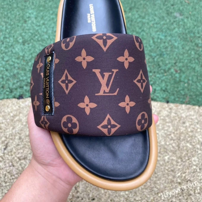 Louis Vuitton Comfort Black Brown Gum Slides