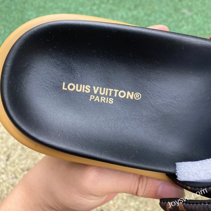 Louis Vuitton Comfort Black Brown Gum Slides