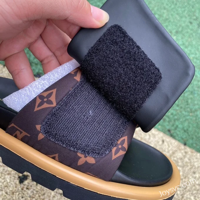 Louis Vuitton Comfort Black Brown Gum Slides