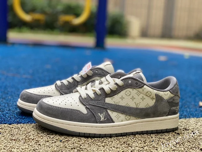 Travis Scott x Louis Vuitton x Air Jordan 1 Low SJ2068-001 White Grey Retro