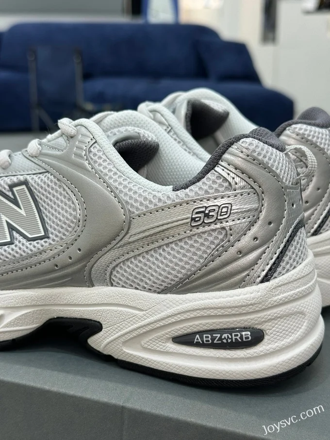 NB 530 Silver White New Balance 530 Retro Running Shoes MR530LG