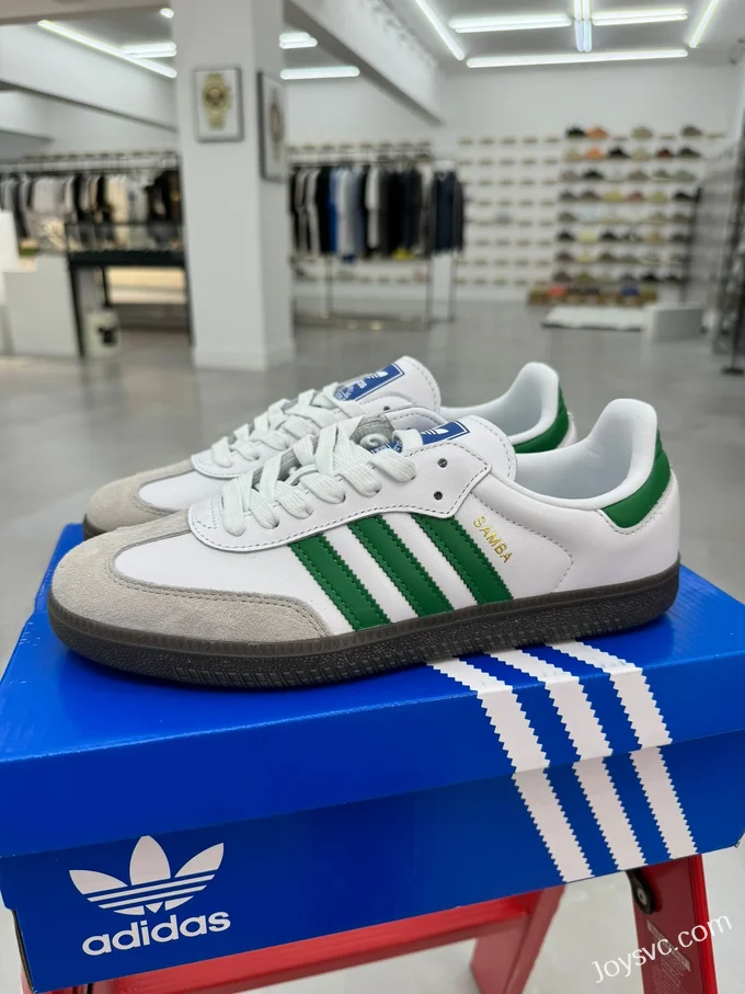 Adidas Samba Vegan White Grey Green Retro Sneakers IG1024