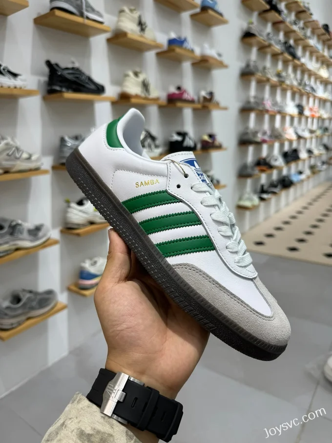 Adidas Samba Vegan White Grey Green Retro Sneakers IG1024