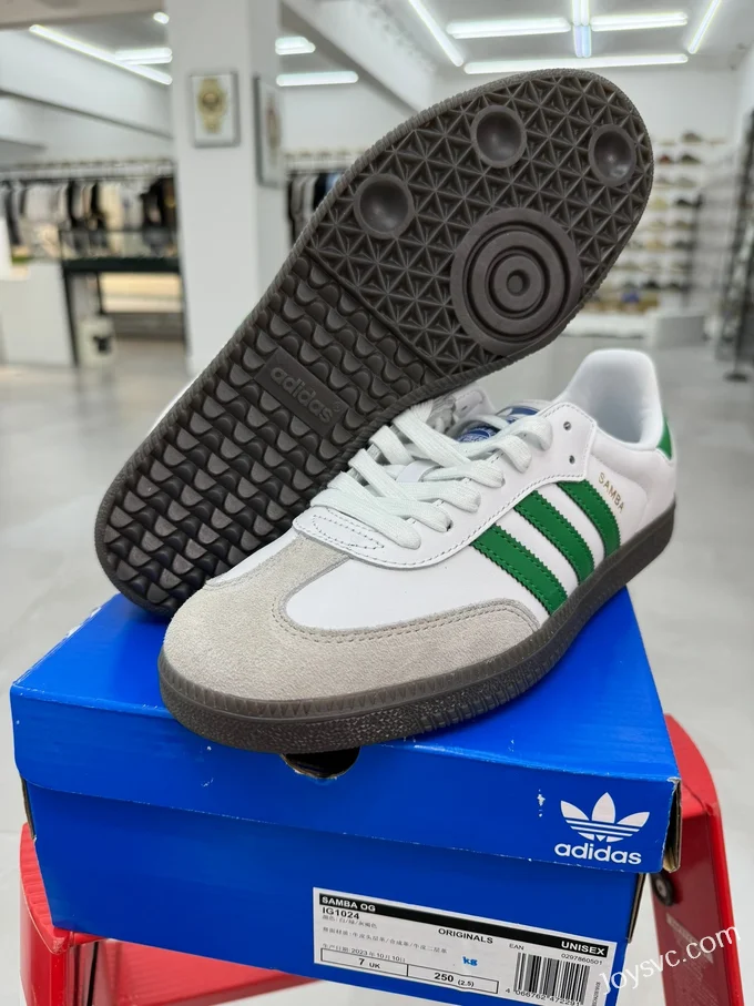 Adidas Samba Vegan White Grey Green Retro Sneakers IG1024