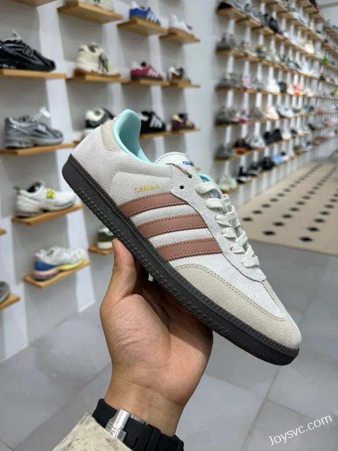 Adidas Samba Vegan White Grey Pink Retro Sneakers ID2047