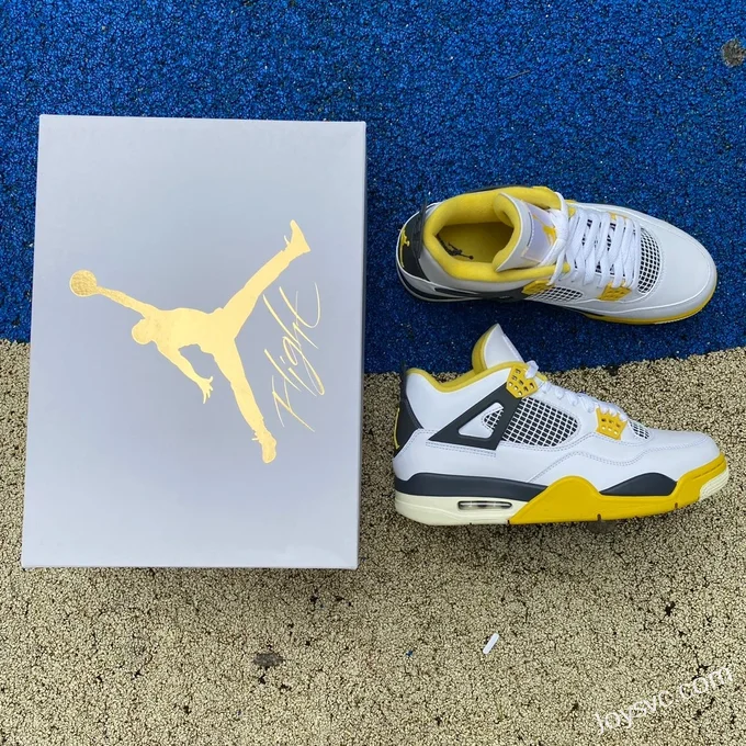 Air Jordan 4 Retro Vivid Sulfur AQ9129-101 White Orange Yellow