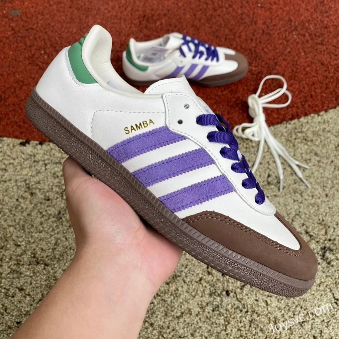 Adidas Samba OG White Purple Brown Retro Sneakers ID8349