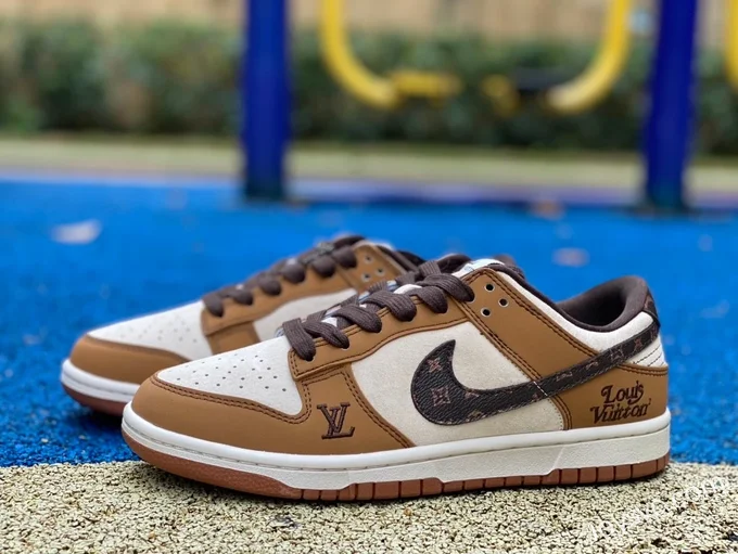 Nike Dunk x Louis Vuitton White Brown Strap Retro Sneakers DQ1098-342