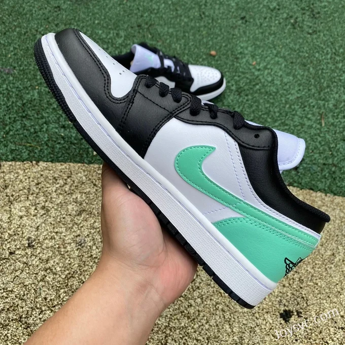 Air Jordan 1 Low 553558-131 Black White Green Pure Version