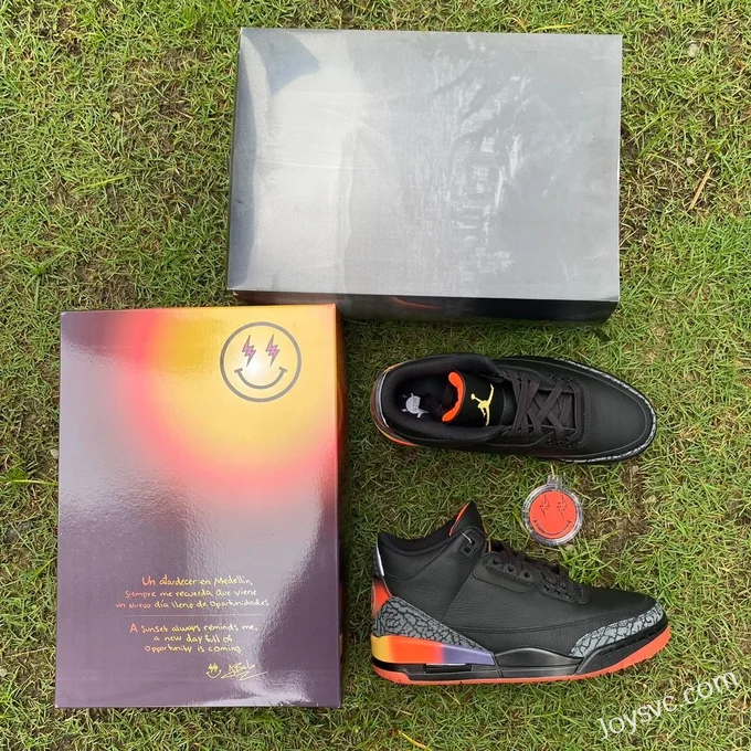 J Balvin x Air Jordan 3 FN0344-001 Black Rainbow