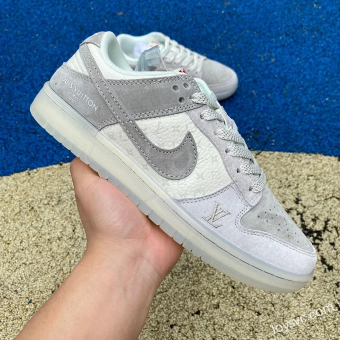 Nike Dunk x Louis Vuitton White Grey Suede Retro Sneakers CR8033-503