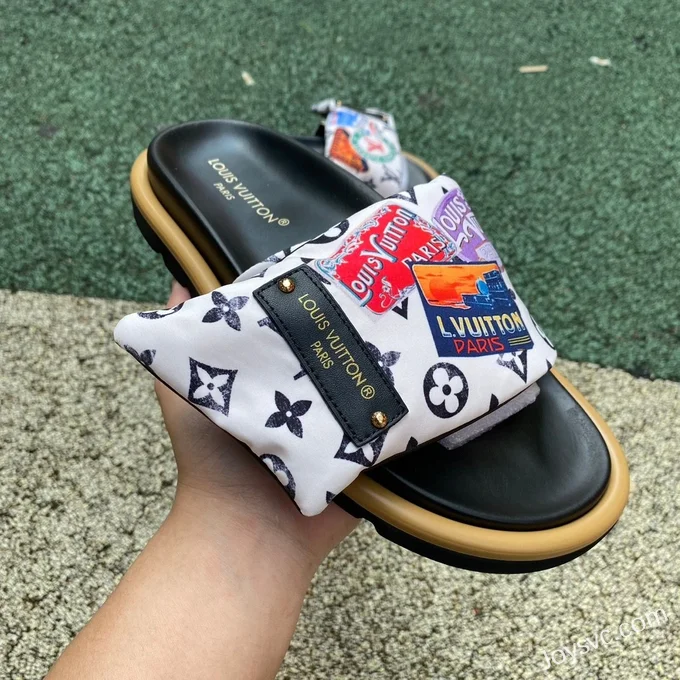 Louis Vuitton Pool Pillow Comfort White Black Slides