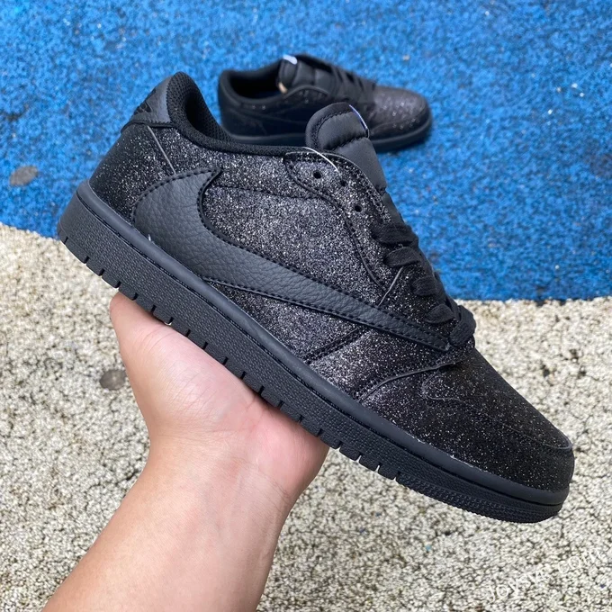 Travis Scott x Air Jordan 1 Low DM7866-282 Black Sparkle Reverse Swoosh