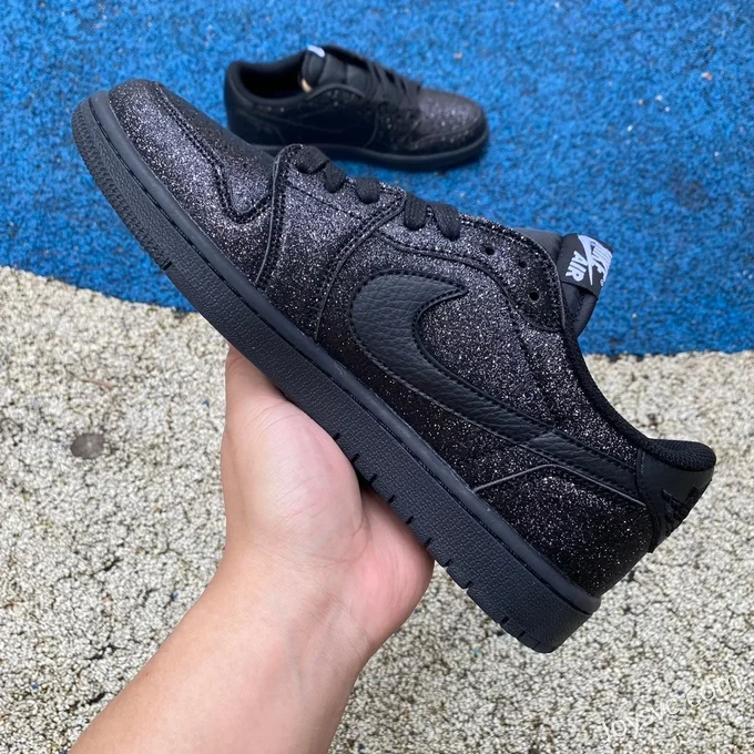 Travis Scott x Air Jordan 1 Low DM7866-282 Black Sparkle Reverse Swoosh