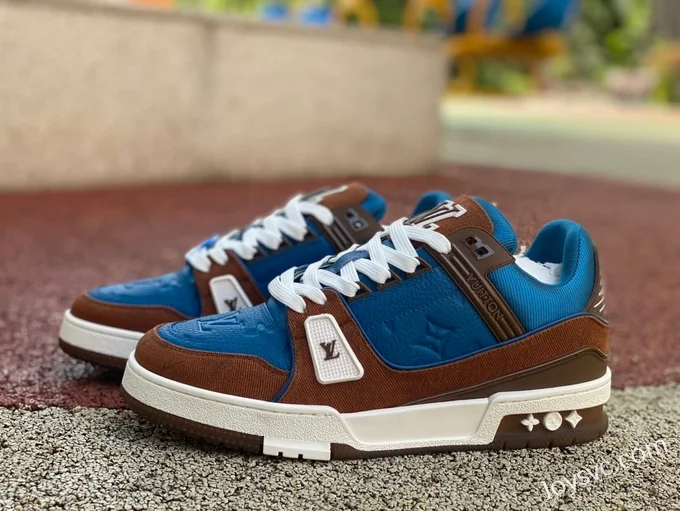 Louis Vuitton Trainer Blue Brown G Version