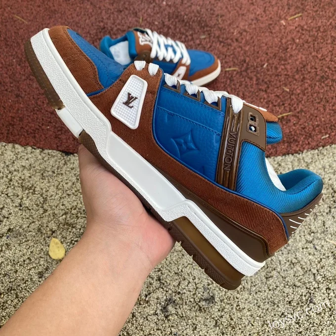 Louis Vuitton Trainer Blue Brown G Version