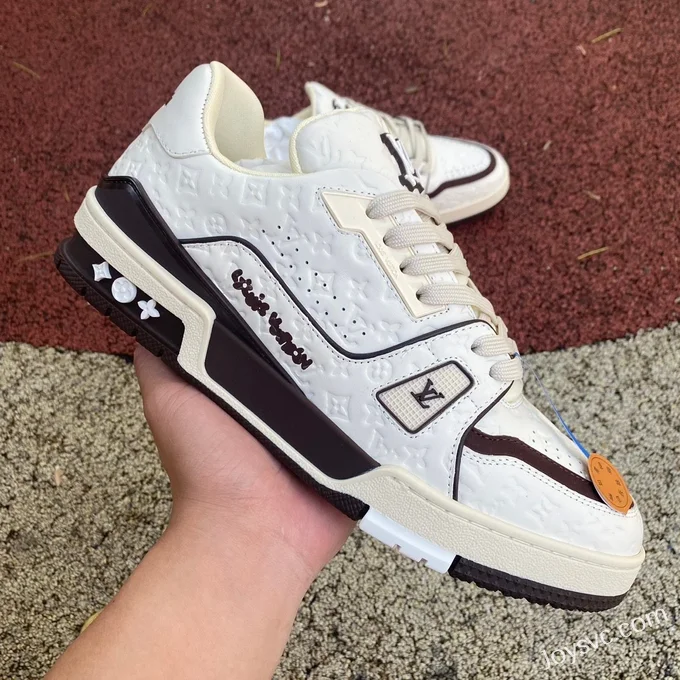 Louis Vuitton Trainer White Brown G Version