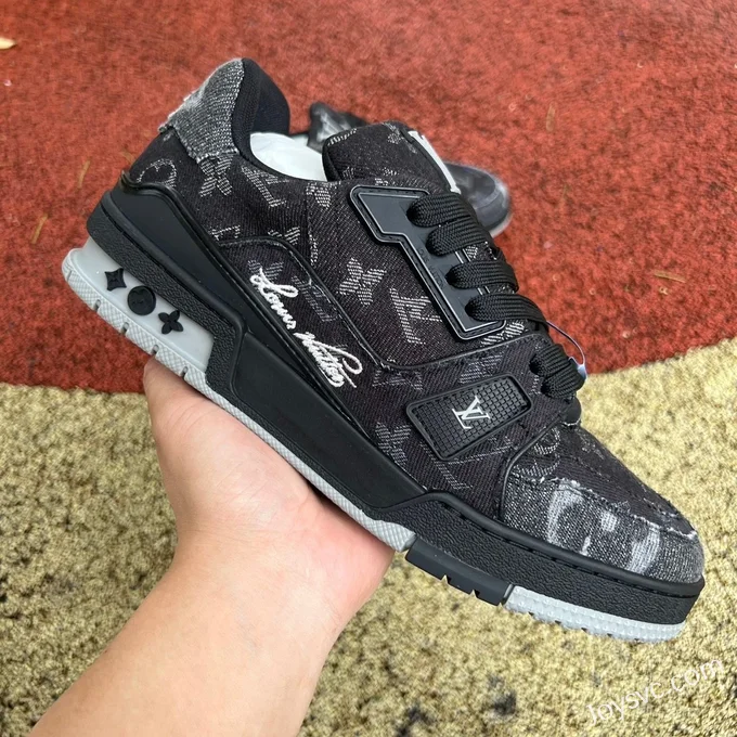 Louis Vuitton Trainer Black Grey G Version