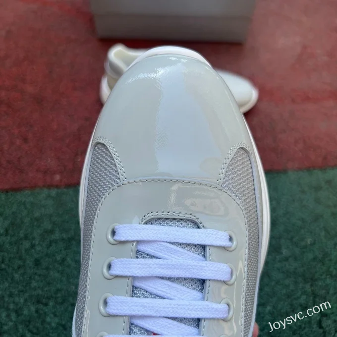 PRADA Grey Patent Leather Low Top Casual Sneakers