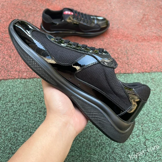 PRADA Black Patent Leather Low Top Casual Sneakers