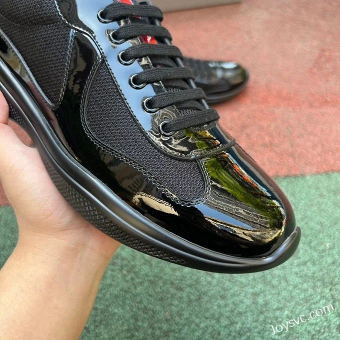 PRADA Black Patent Leather Low Top Casual Sneakers