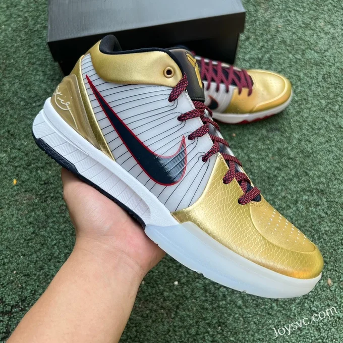 Nike Kobe 4 Protro Gold Medal - White Black Gold Basketball Shoes