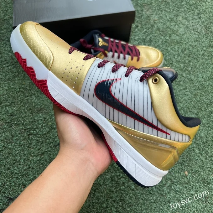 Nike Kobe 4 Protro Gold Medal - White Black Gold Basketball Shoes