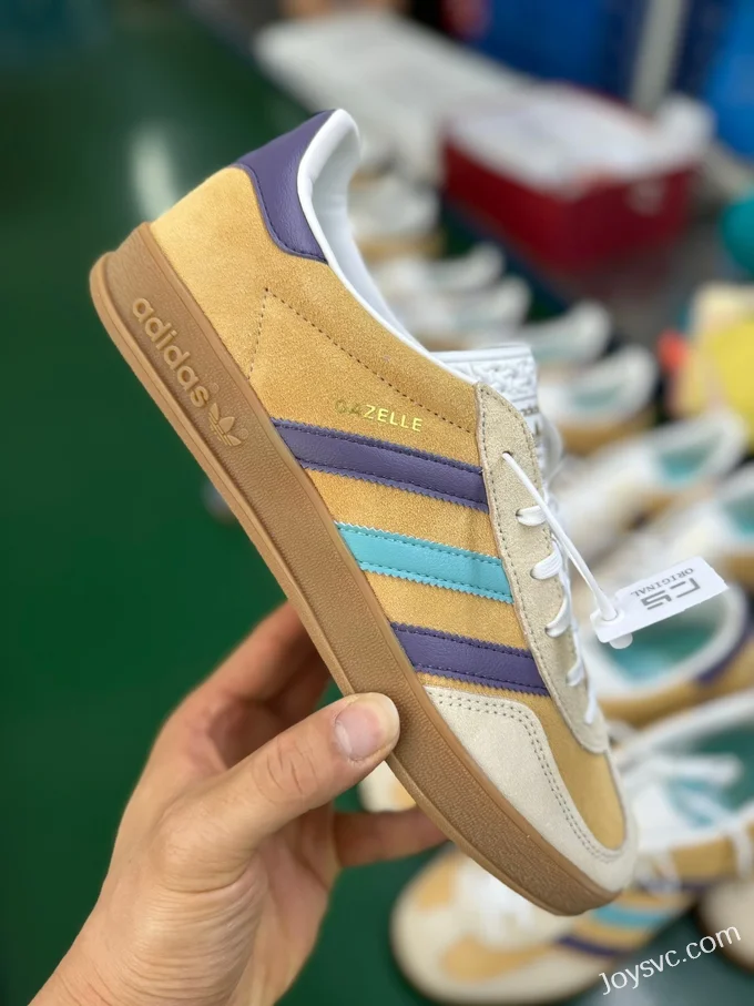 Adidas Gazelle Indoor Khaki Purple Blue Retro Sneakers IG1636