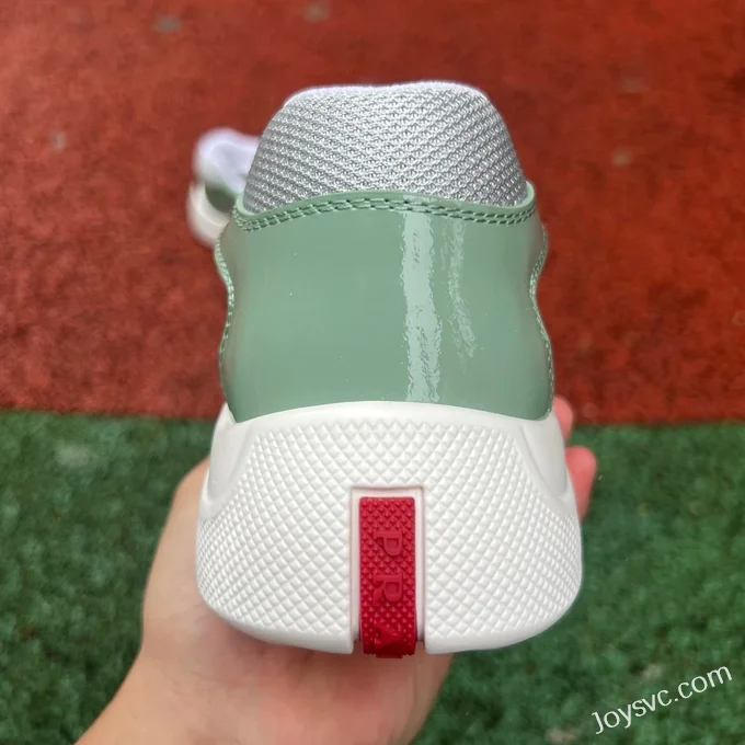 PRADA Grey Green Patent Leather Low Top Casual Sneakers