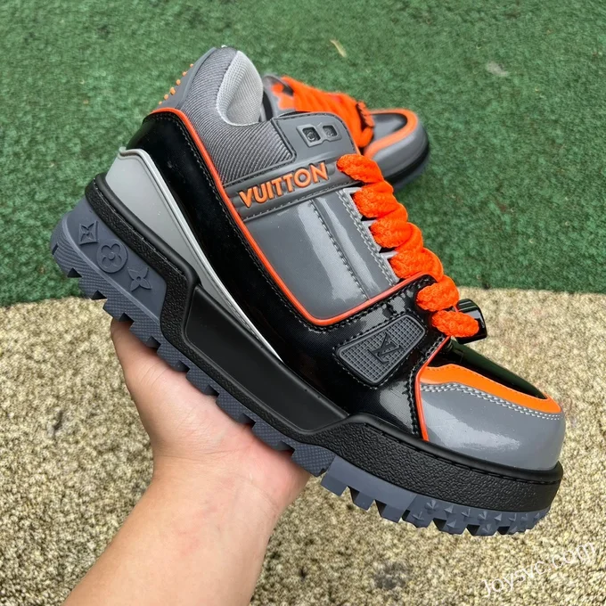 Louis Vuitton Trainer Maxi Grey Orange Patent