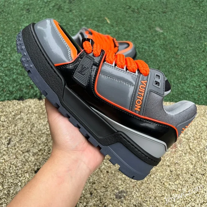 Louis Vuitton Trainer Maxi Grey Orange Patent