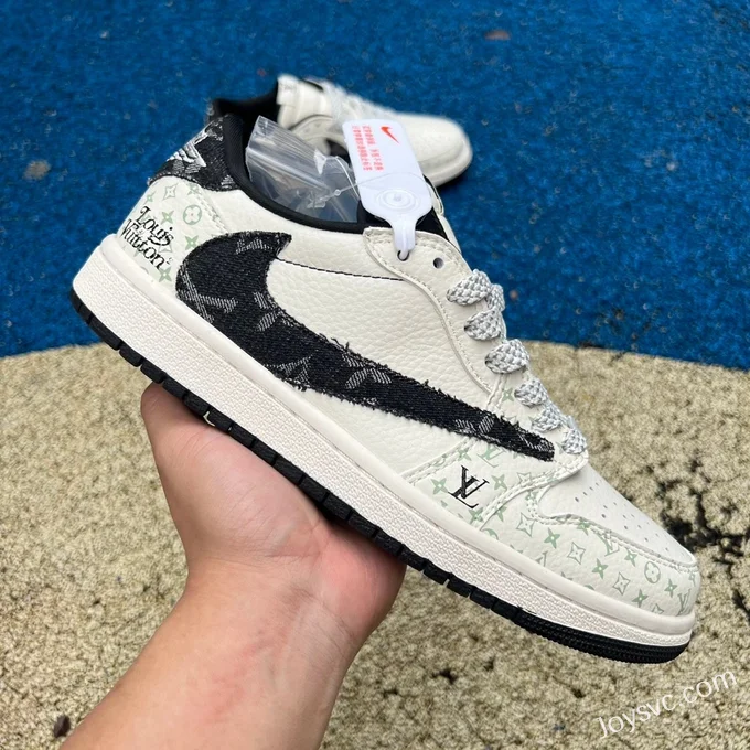 Travis Scott x Louis Vuitton x Air Jordan 1 Low SJ2068-005 White Black Print Retro