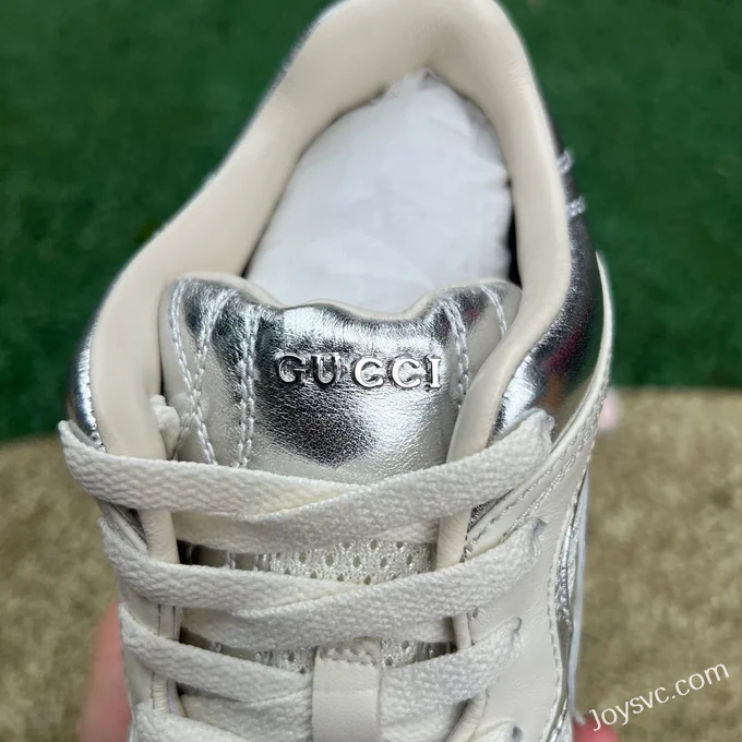 GUCCI Leather Dad Sneakers 2.0 in Silver & White