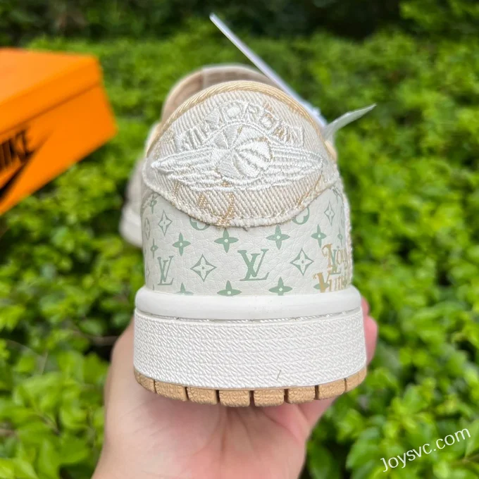 Travis Scott x Louis Vuitton x Air Jordan 1 Low White Brown Print Retro