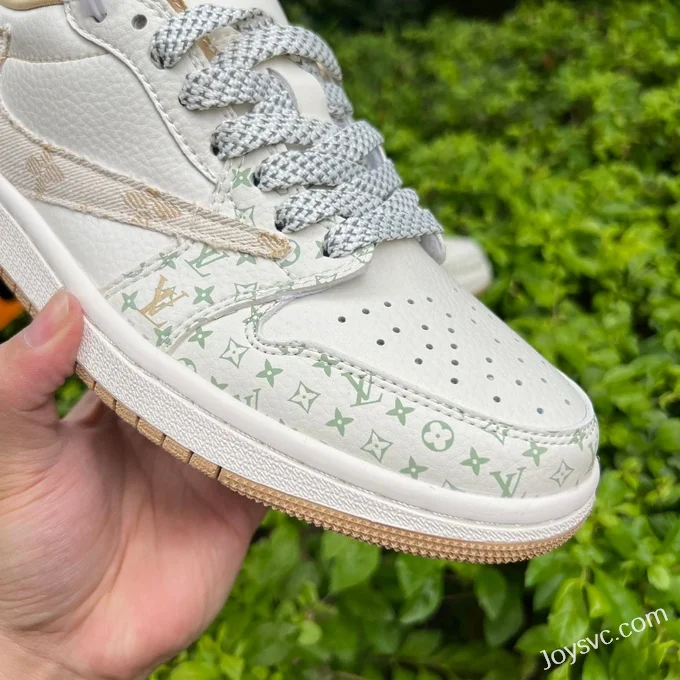 Travis Scott x Louis Vuitton x Air Jordan 1 Low White Brown Print Retro