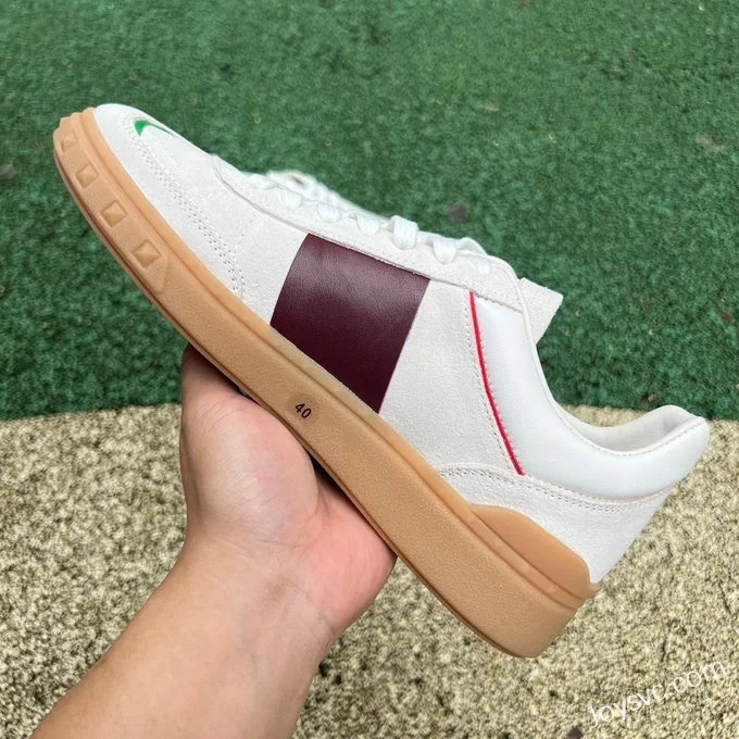 Valentino UPVILLAGE Leather Sneakers in White & Brown