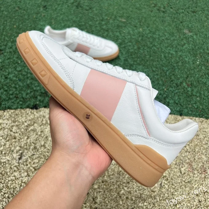 Valentino UPVILLAGE Leather Sneakers in White & Pink