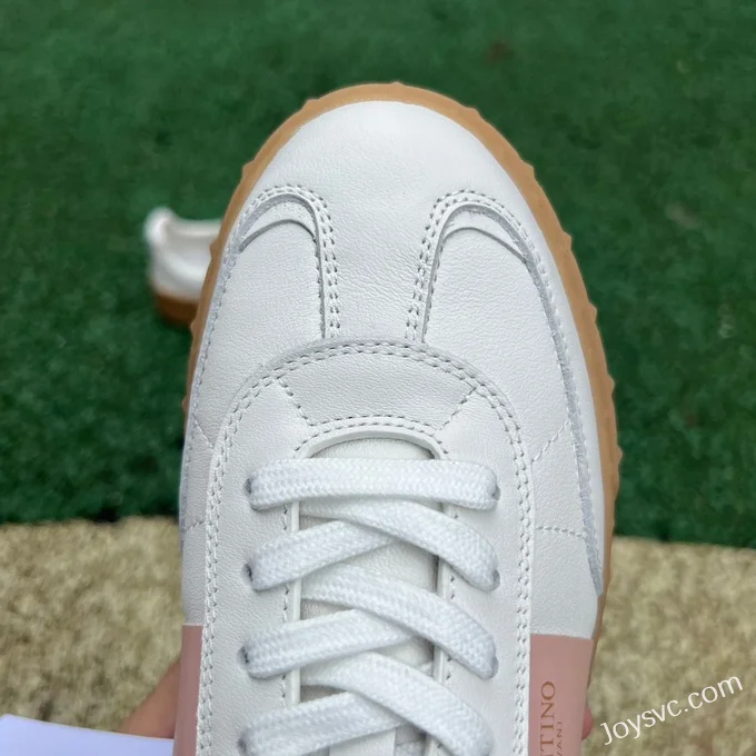 Valentino UPVILLAGE Leather Sneakers in White & Pink