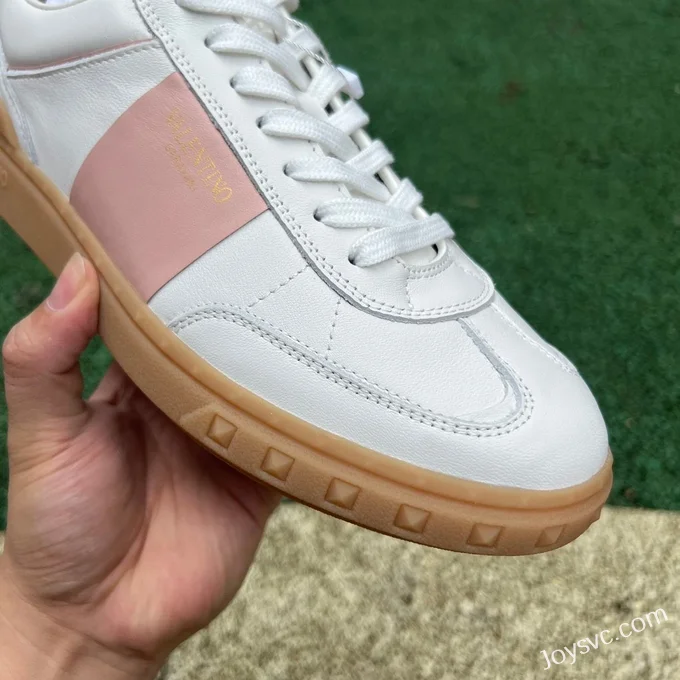 Valentino UPVILLAGE Leather Sneakers in White & Pink