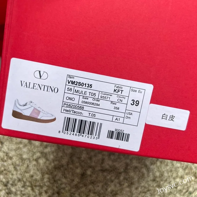 Valentino UPVILLAGE Leather Sneakers in White & Pink